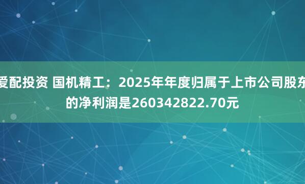 爱配投资 国机精工：2025年年度归属于上市公司股东的净利润是260342822.70元
